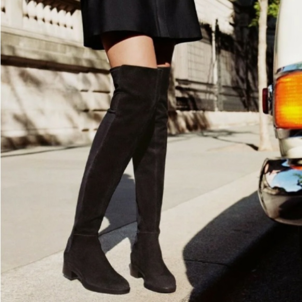 Tory Burch Thea Suede Block Heel Over-The-Knee Boots